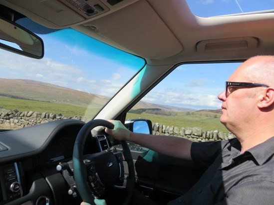 Boyo driving in the Lake District.
