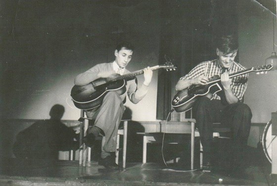 Richard and me playing his jazz version of "Three Blind Mice" at Students Union concert.