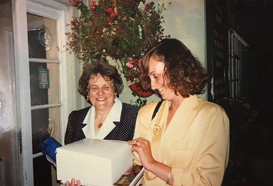 with Debbie, celebrating retirement. July 1993.