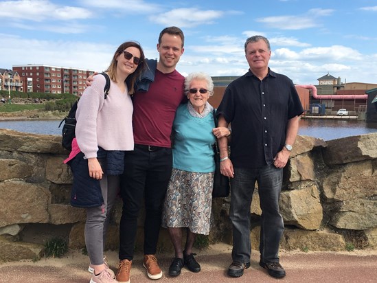 Nellie’s 90th birthday at St Anne’s on Sea with Phil, Mark and Amy