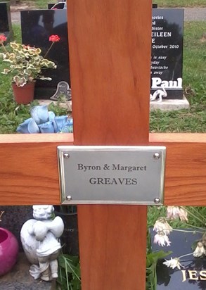 New temporary grave marker with Mum and Dads names