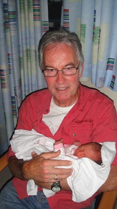 Dad meeting one of his 10 grandchildren for the first time (Myla at 5 hours old)