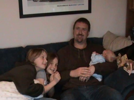 Uncle James, Tom and Charlotte visiting Iwan for the first time, Feb 2009. His example taught me so much about being a dad.