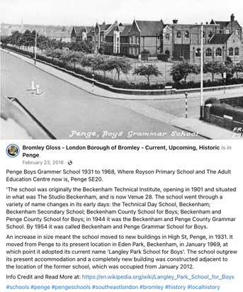 Dad's school - Penge and Beckenham Boys' Grammar School 