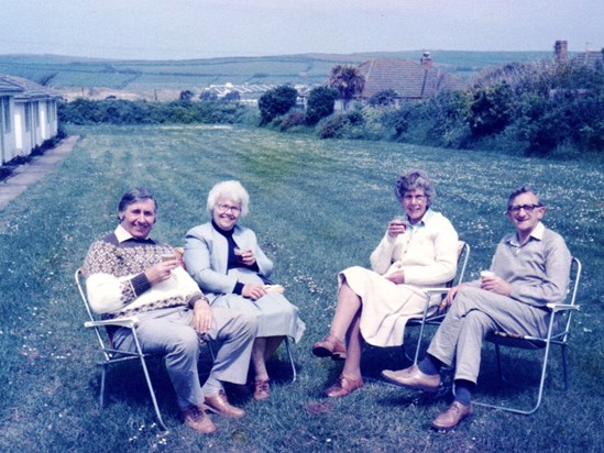 Fond memories with Betty and Mel at Croydon Bay, Devon.