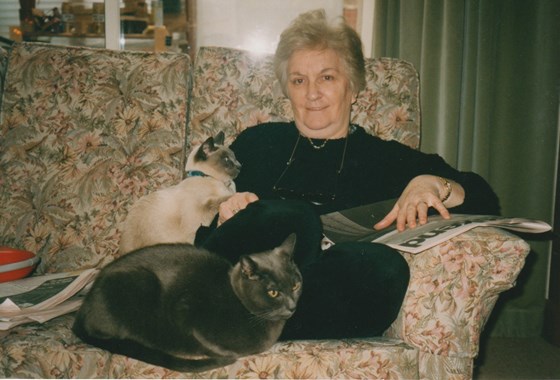 Mum with her beloved cats