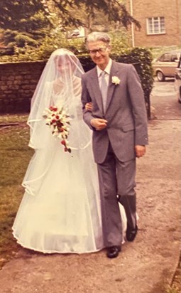 Claire with dad Derek just about to give her away on our wedding day  