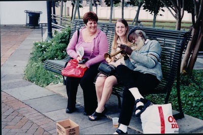 Jan and Emmylou: This pic was taken on a trip to New Orleans. The trumpet player was a rea