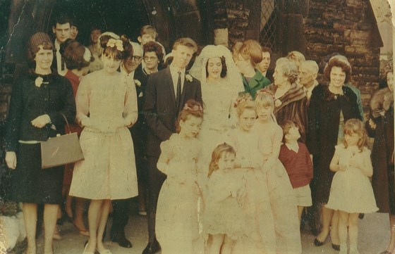 Mum at Aunty Viv's, Wedding, (Mum's sister) in 1963.