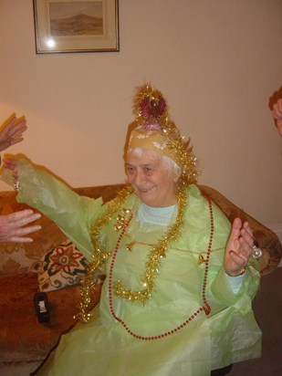 2004 Christmas Homegroup Party , dressed as a Christmas Tree in a game we played .Happy memories. x