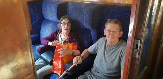 Mum and dad on seven valley railway train.