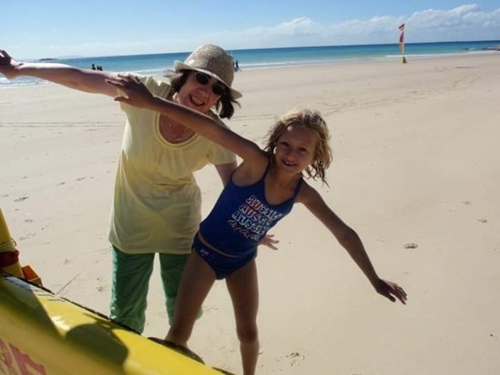 Mum and Emmie at Stradbroke Island