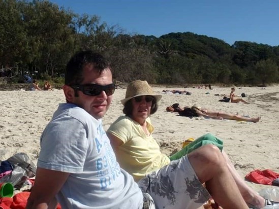 Paul and mum, Stradbroke Island, Redlands Coast