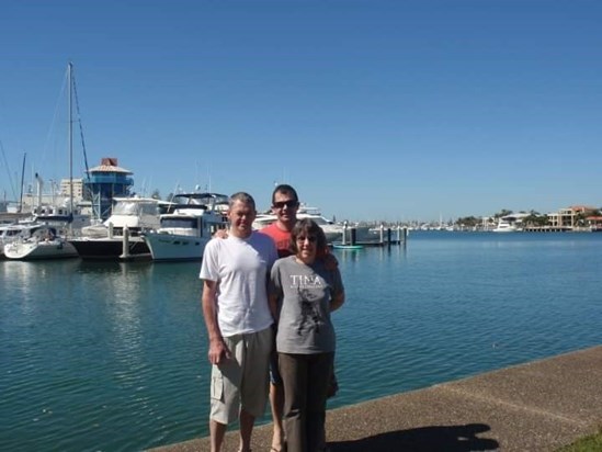 Mum, Dad, Paul at Mooloolaba Wharf, Sunshine Coast
