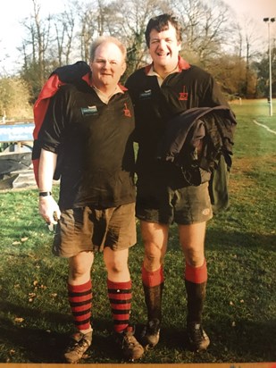 Alex and Pat after a rugby match