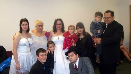 my wedding with all her grand kids and shelly