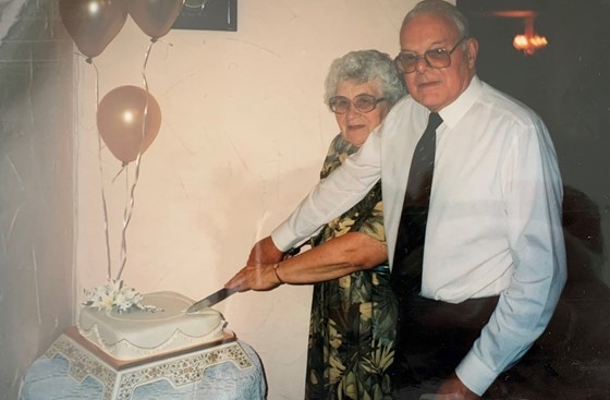 Frank and Edna celebrating their golden wedding anniversary 
