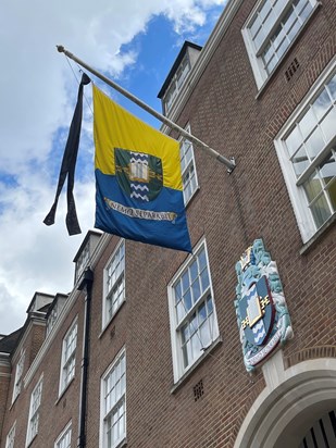 Flag with black cravat at London House