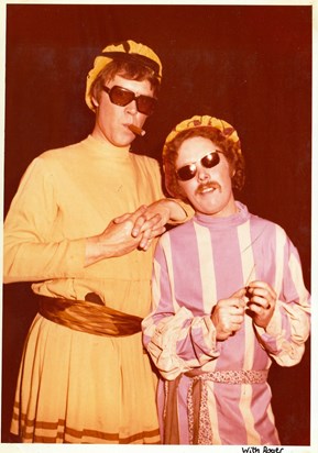 This is me with Rog as Gangsters in Kiss Me Kate, May 1978. Rog and I shared many happy moments over the years and although we lost touch in the last few years I have so many fond memories of him. Vince Jones