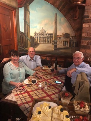 Albert and I, with his good friend Sue Barry, enjoying a nice Italian meal on a recent birthday.