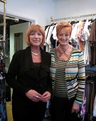 Eve & Myra posing in front of the summer collection at Laura’s 