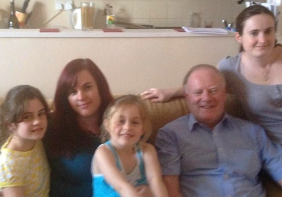 Frank with his daughters and granddaughters in 2012