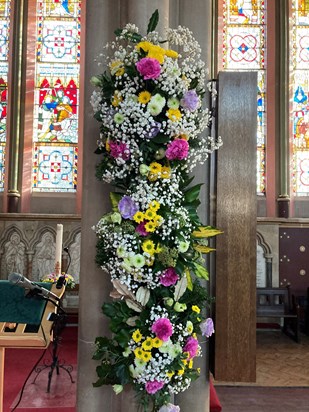 Flowers on the North column in St Margaret's
