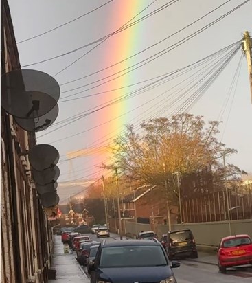 The brightest, most beautiful, full, double arched rainbow shown over East Belfast from where Josh used to live ✨🌈🫶  So much comfort from this knowing he is at peace. 