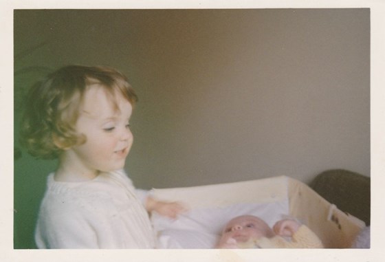 James at 1 month old with his sister Claire