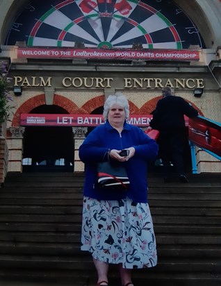 Mum at the Entrance for Ladbrokes Darts at Ally Pally