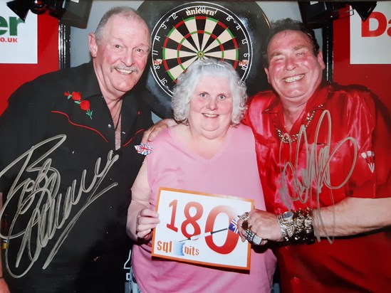 Mum at Professional Darts Players Exhibition Night some years ago