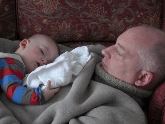 Joe always slept best on his Dad