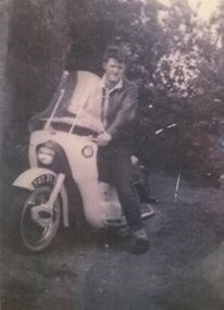 dad on his ariel motorbike 