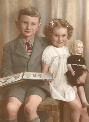 Sally aged 3 with brother Charles aged 8 (1946)
