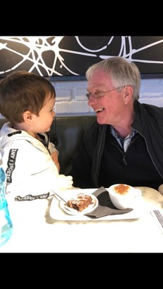 Harvey and dad sharing laughs. We miss you x