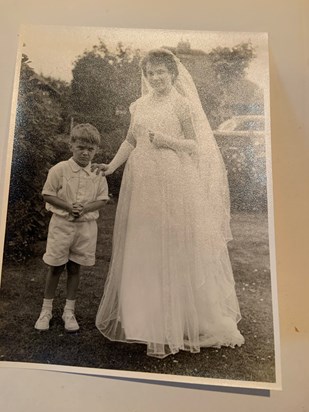 Stephen (age 6) with his sister Joyce on her wedding day
