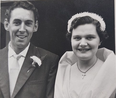Peter and Margaret Johnson wedding day. June 1957