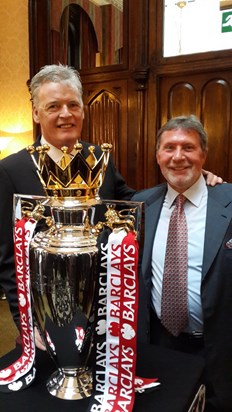 with Gordon McQueen and the Premier League Trophy