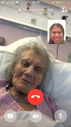 Gwen talking to Yolly from hospital in 2021