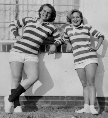 Eileen when she played a charity rugby game against the Springboks with Sally Laneashi