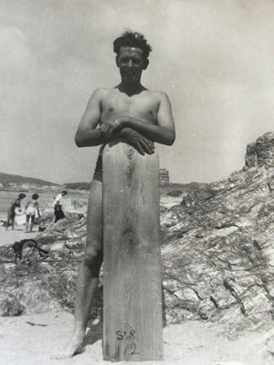 Surfer dude. Fistral Beach 1960