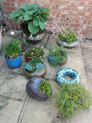 A selection of garden pots Staff made