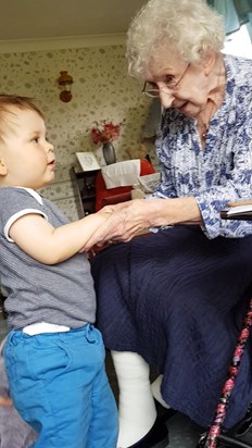 Pearl and great-grandson Arthur, July 2019.