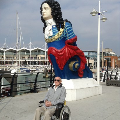 Dad at his favourite point at Gunwharf Quays