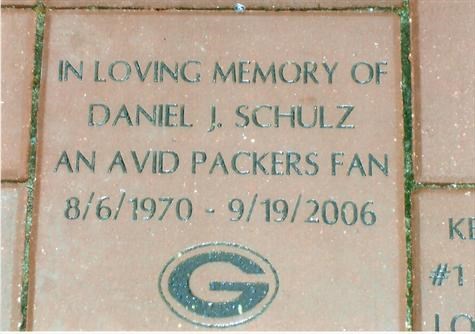 Dan's brick at Lambeau Field, Green Bay, Wisconsin. Home of the Green Bay Packers football team.