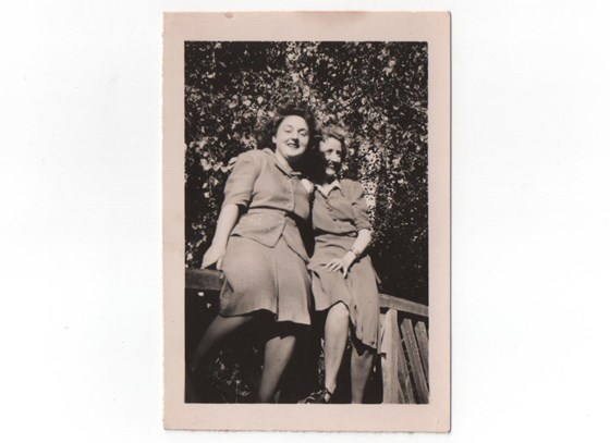 Mum and Auntie Barbara on holiday in Bournemouth 1946