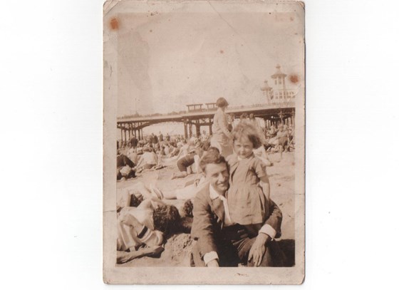 Mum with Great Uncle Fred in Blackpool