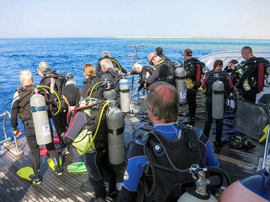 Brian and all getting ready to dive in Red Sea 2015 © Gill McDonald