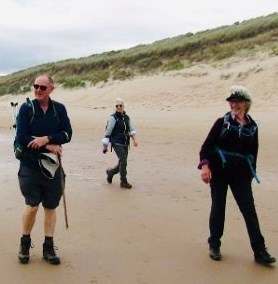 With friends walking the beach near Alnmouth