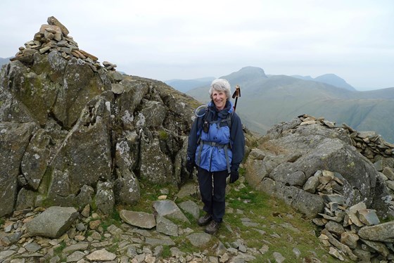 On top of Glaramara in the Lake District with Great Gable in the background.